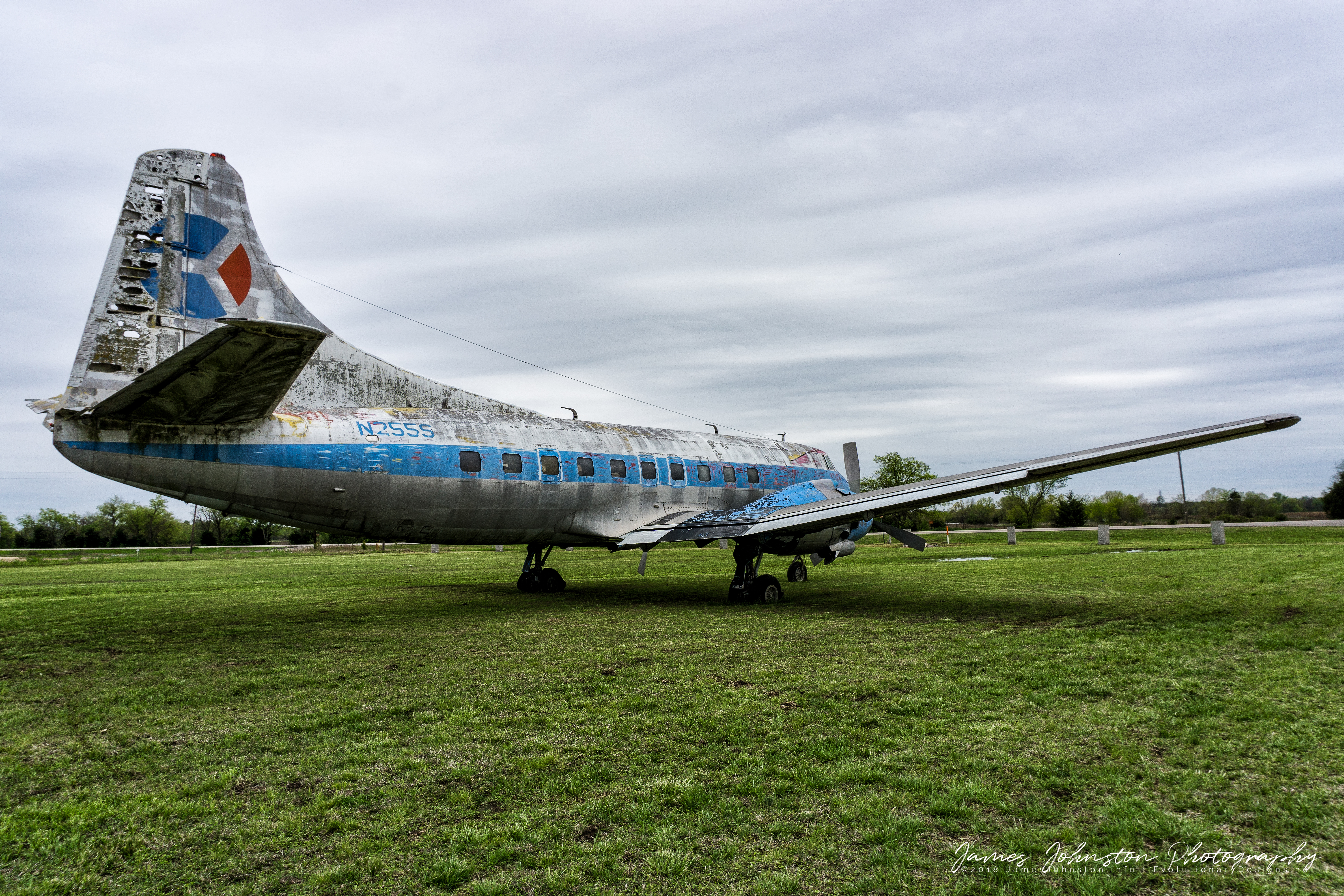 An abandoned Martin 404 Passenger Plane parked at the old Flying Tiger Airport & Flight Museum in Paris, Texas